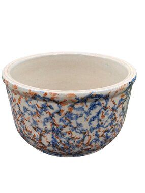 Red Wing Stoneware Smooth Spongeware 7" Mixing Bowl Blue Brown Farmhouse Vintage
